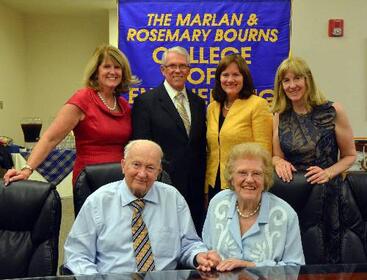 Bourns family commencement photo, 2012, with Marlan and Rosemary Bourns.